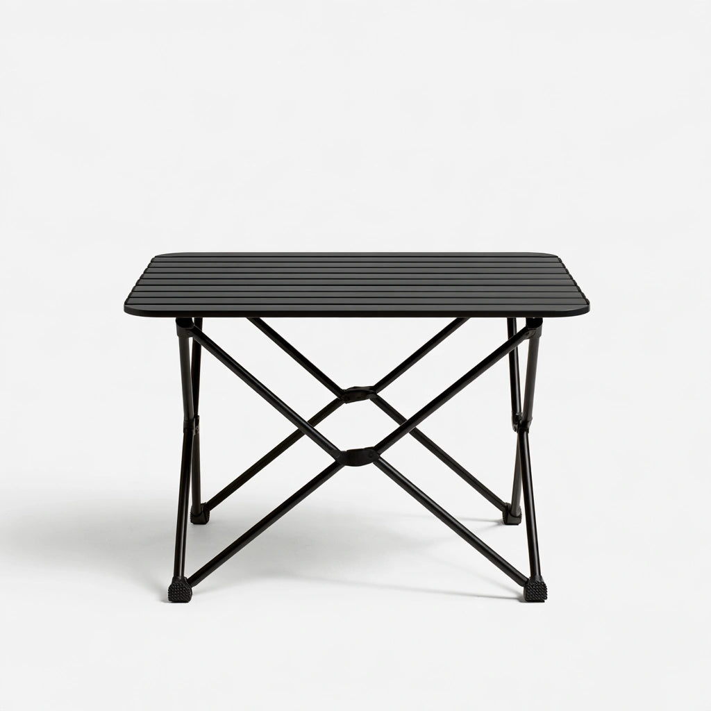 Table de camping pliante aux lignes épurées, coloris noir