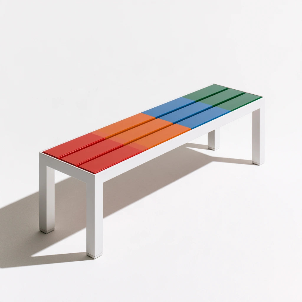 Banc décoratif en métal, coloris blanc