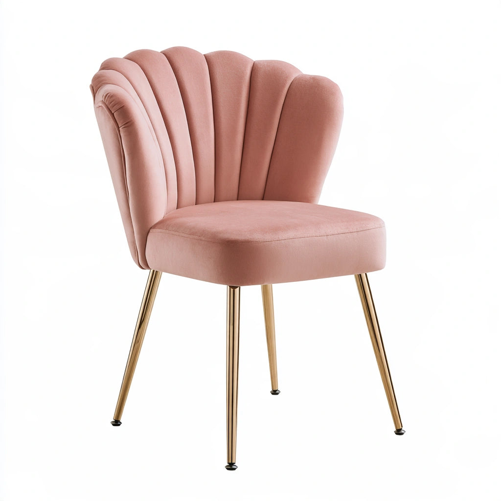 Tabouret de coiffeuse rembourré en velours, coloris rose