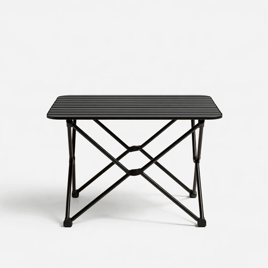 Table de camping pliante aux lignes épurées, coloris noir