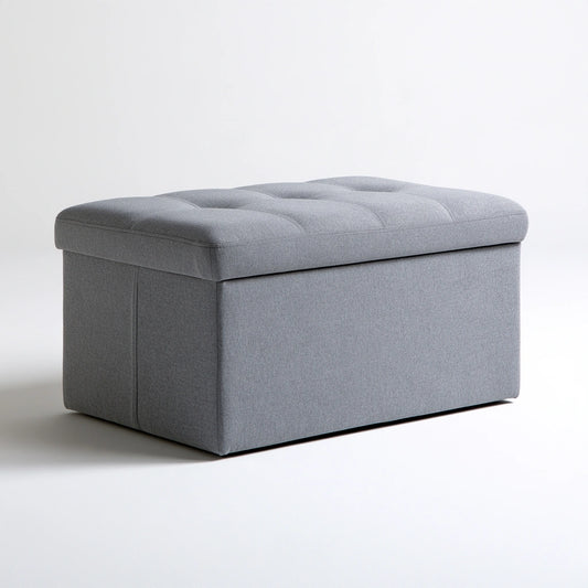 Banc coffre rembourré aux lignes épurées, coloris gris