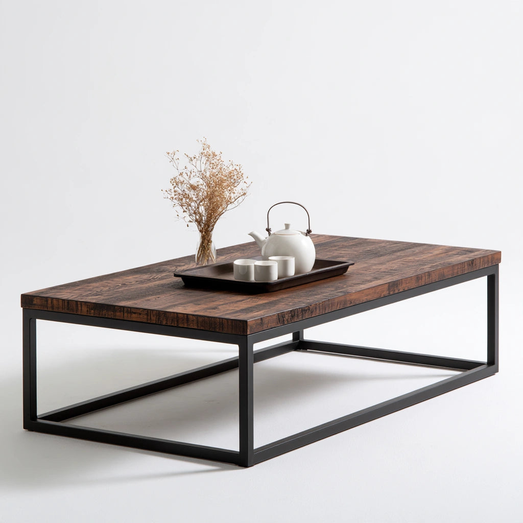 Table basse en bois, coloris brun foncé